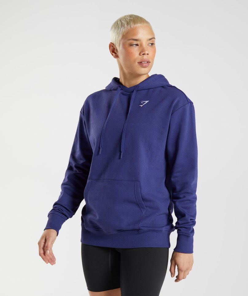 Women\'s Gymshark Training Boyfriend Hoodie Navy | CA 5D873N